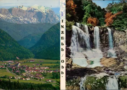 Ansichtskarte Inzell Oberbayern 2 Bild Stadt und Wasserfall 1979