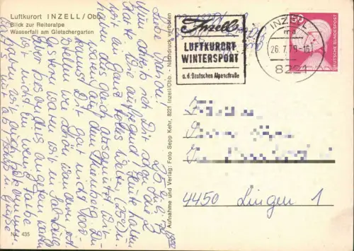 Ansichtskarte Inzell Oberbayern 2 Bild Stadt und Wasserfall 1979