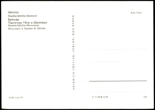 Ansichtskarte Weimar Goethe-Schiller-Denkmal zur DDR-Zeit 1979
