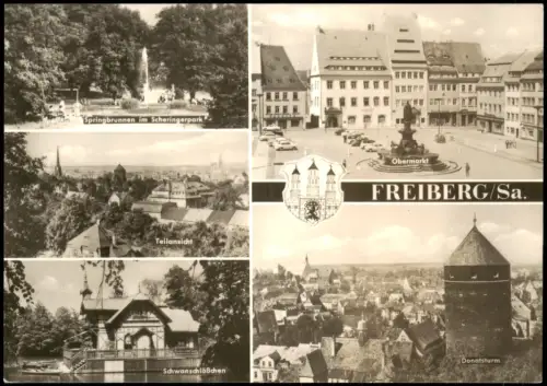 Ansichtskarte Freiberg (Sachsen) Stadtteilansichten 5 Bild Fotokarte 1973