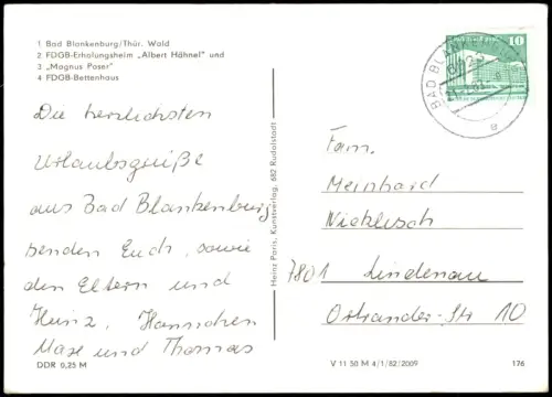 Ansichtskarte Bad Blankenburg FDGB Erholungsheime 4 Bild 1982