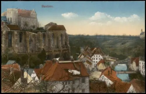 Ansichtskarte Bautzen Budyšin Stadtpartie Straßenblick 1915