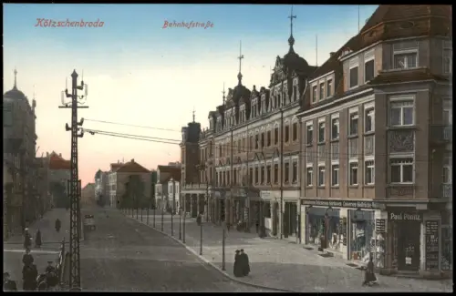 Ansichtskarte Kötzschenbroda-Radebeul Bahnhofstraße Eckgeschäft 1912