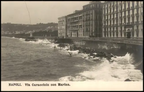 Cartolina Neapel Napoli Via Caracciolo con Marina - Fotokarte 1909