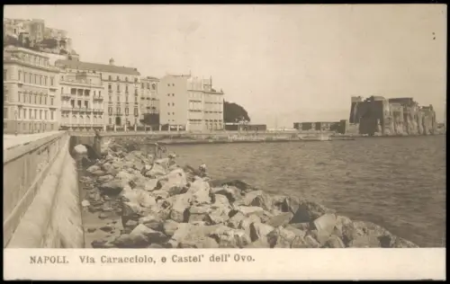 Cartolina Neapel Napoli Via Caracciolo, e Castel' dell' Ovo. 1909