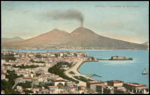 Cartolina Neapel Napoli Panorama da Via Tasso. 1913