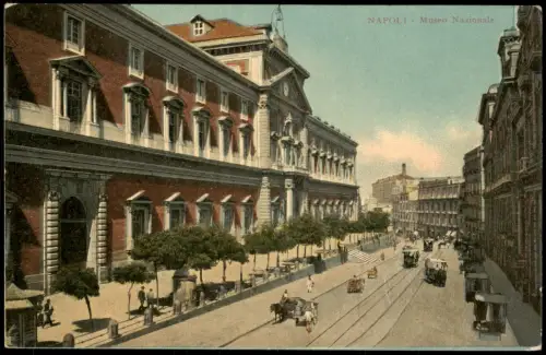 Cartolina Neapel Napoli Museo Nazionale. Straße - Naples 1912
