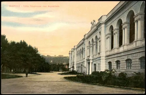 Cartolina Neapel Napoli Villa Nazionale con Aquarium. 1913