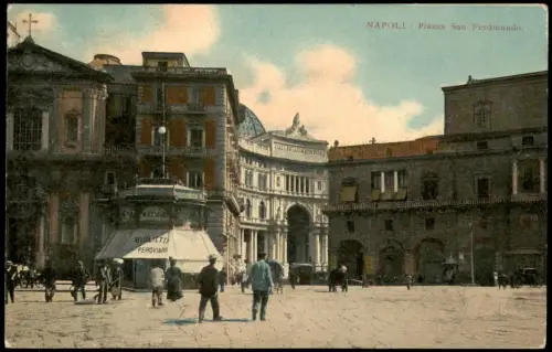 Cartolina Neapel Napoli Piazza San Ferdinando, Kiosk - Naples 1913