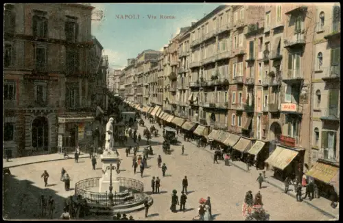 Cartolina Neapel Napoli Via Roma. 1913