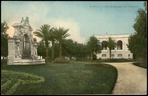 Cartolina Neapel Napoli Villa Nazionale con Fontana. 1913