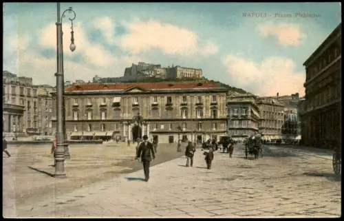 Cartolina Neapel Napoli Piazza Plebiscito 1913