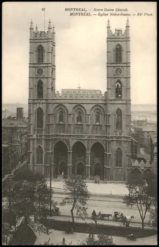Postcard Montreal Notre Dame Church Église Notre-Dame 1912