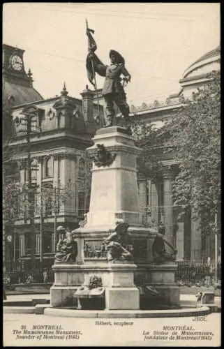Postcard Montreal The Maisonneuve Monument, founder of Montreal 1915 Canada