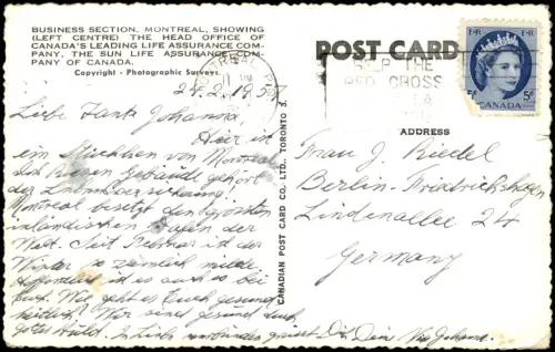 Postcard Montreal Luftbild Areal view 1957