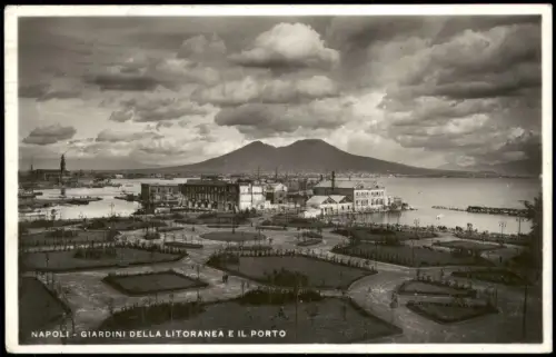 Neapel Napoli Panorama-Ansicht GIARDINI DELLA LITORANEA E IL PORTO 1934