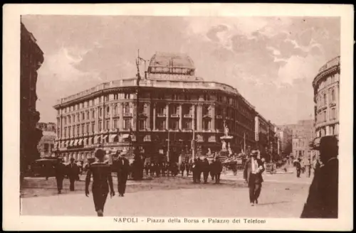 Cartolina Neapel Napoli Piazza della Borsa e Palazzo dei Telefoni 1920