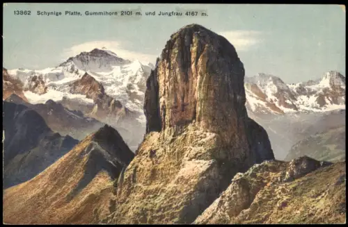 Ansichtskarte Gsteigwiler Schynige Platte, Gummihorn und Jungfrau 1914