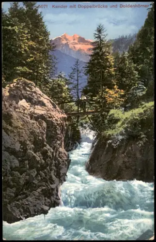 Ansichtskarte Kandersteg Kander- und Doppelbrücke 1914