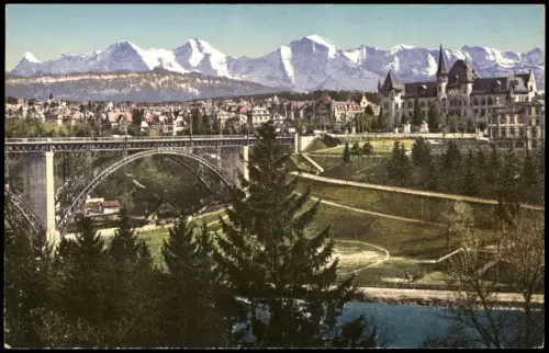 Bern (Schweiz) Berne Kirchenfeldbrücke, Museum und die Alpen 1913