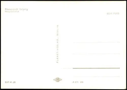 Ansichtskarte Leipzig Hauptbahnhof mit Vorplatz zur DDR-Zeit 1973