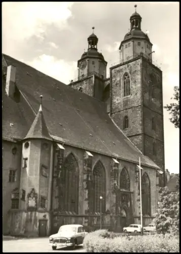 Ansichtskarte Lutherstadt Wittenberg Stadtkirche zur DDR-Zeit, Autos 1975