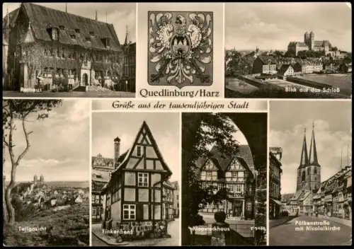 Quedlinburg DDR Mehrbild-AK u.a. mit Finkenherd Teilansicht Klopstockhaus 1959