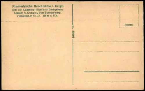 Ansichtskarte Schmiedeberg (Erzgebirge)-Dippoldiswalde Buschmühle - Hof 1917