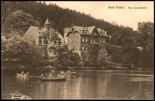 Ansichtskarte Bad Elster Am Gondelteich Ruderer Stadtvillen 1917