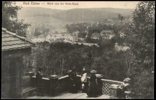 Ansichtskarte Bad Elster Blick von der Betty-Bank, feine Damen 1917