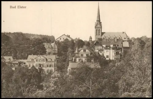 Ansichtskarte Bad Elster Stadthäuser Stadtvillem Kirche 1917