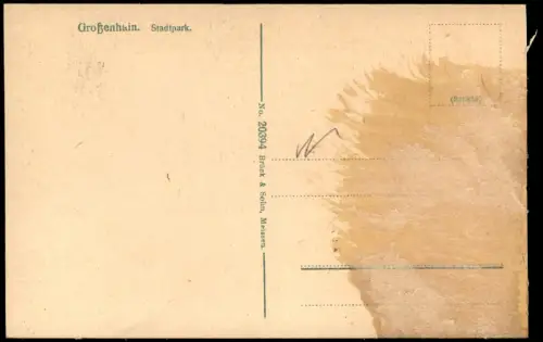 Ansichtskarte Großenhain Stadtpark Bank 1917