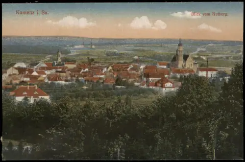 Ansichtskarte Kamenz Kamjenc Blick vom Hutberg auf die Stadt 1917