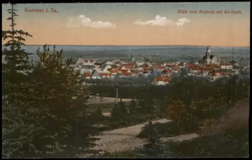 Ansichtskarte Kamenz Kamjenc Blick vom Hutberg auf die Stadt. 1917