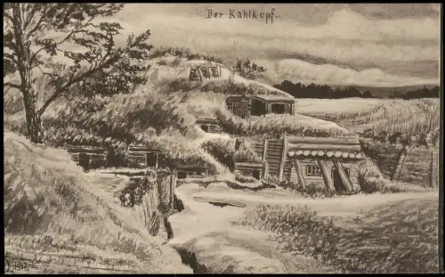 Ansichtskarte  Militaria WK Künstlerkarte Der Kahlkopf 1916