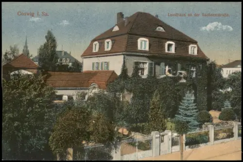 Ansichtskarte Coswig (Sachsen) Landhaus an der Sachsenstraße. 1914
