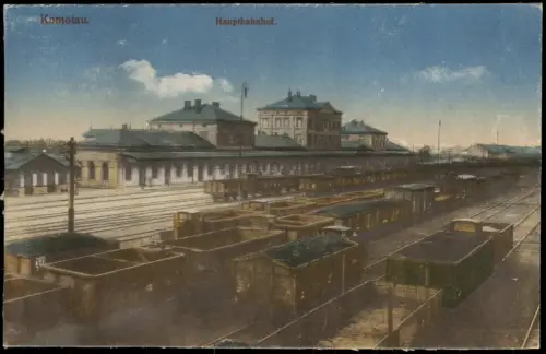 Postcard Komotau Chomutov Hauptbahnhof - Gleisseite 1917