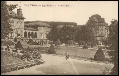 Ansichtskarte Bad Elster Kgl. Kurhaus u. Wettiner Hof 1917