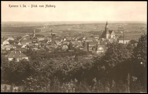 Ansichtskarte Kamenz Kamjenc Blick vom Hutberg - Fernblick 1916