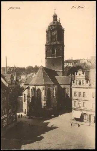Ansichtskarte Meißen Marktplatz Geschäfte 1917