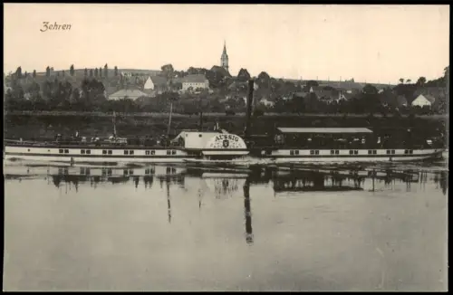 Ansichtskarte Zehren-Diera-Zehren Stadt und Dampfer Aussig 1916