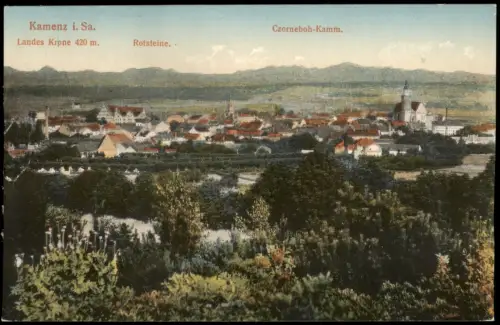 Ansichtskarte Kamenz Kamjenc Stadt Landes Krone Czorneboh-Kamm. 1916