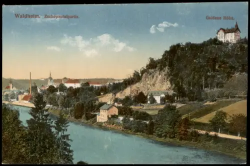 Ansichtskarte Waldheim (Sachsen) Zschopautalpartie. Goldene Höhe. 1914