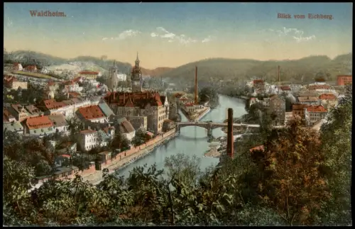 Ansichtskarte Waldheim (Sachsen) Blick vom Eichberg. 1914