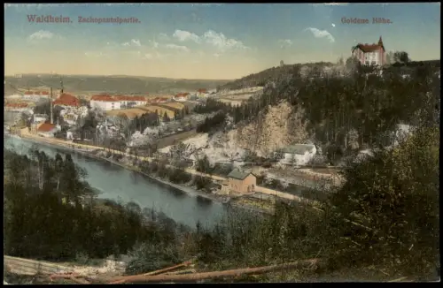 Ansichtskarte Waldheim (Sachsen) Zschopautalpartie. Goldene Höhe. 1914