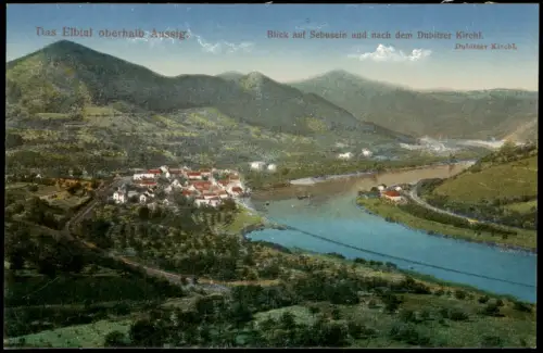 Postcard Aussig Ústí nad Labem Das Elbtal oberhalb Aussig 1916