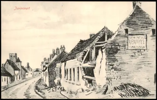 CPA Juvincourt-et-Damary Künstlerkarte Erster Weltkrieg 1917