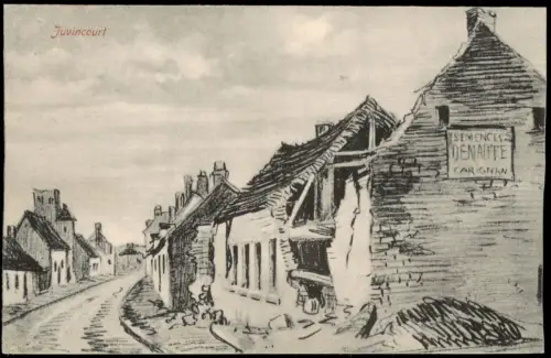 CPA Juvincourt-et-Damary Straße Erster Weltkrieg 1915