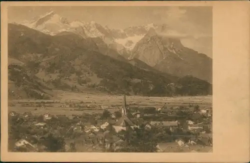 Ansichtskarte Garmisch-Partenkirchen Stadt und Zugspitze 1923