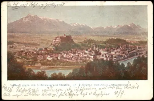 Ansichtskarte Salzburg gegen den Untersberg und Stauffen 1900